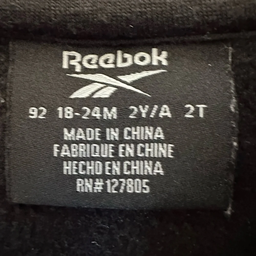 Reebok 18-24 Month Unisex Track Suit Outfit Full Zip Jacket & Jogger Black White - Picture 4 of 8